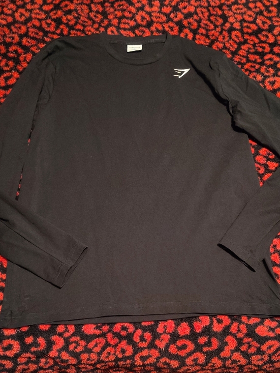Gymshark Other - Gymshark Black Long Sleeve Crew with White Chest Logo